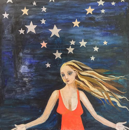Artwork featuring woman with stars