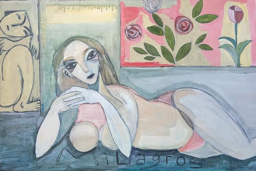 Artwork featuring woman reclining